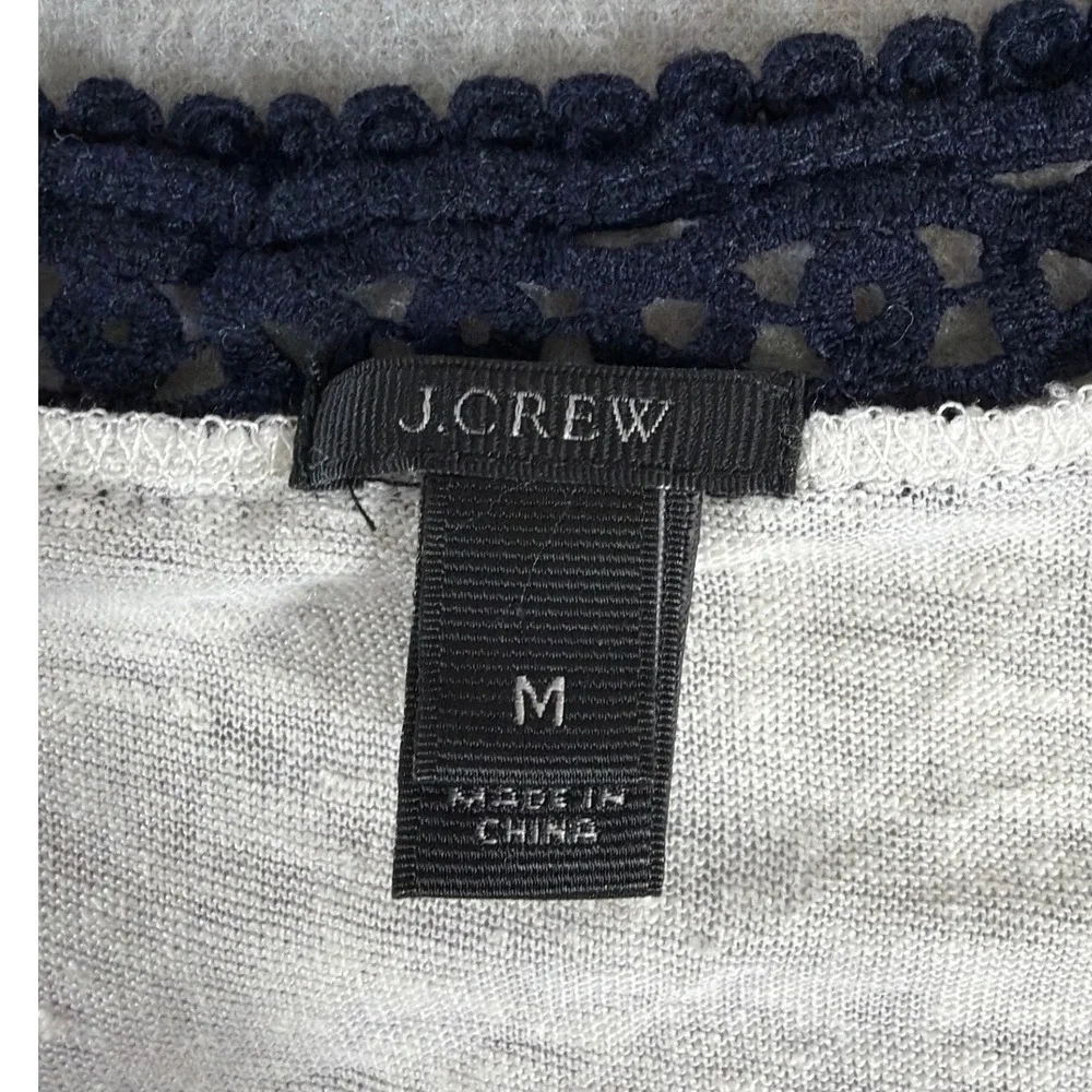 J.Crew Women Ivory 100% Linen Crochet Lace Trim Tank Top A7282‎ Medium